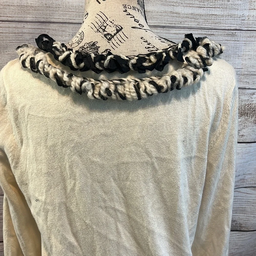 Nic + Zoe Cropped Cardigan Sweater Shrug Yarn Trim Size Petite Large